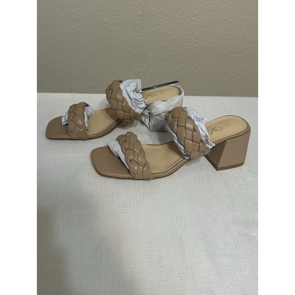 Athletic Women's Nude‎ Braided Heeled Sandals Size 8  Tan Beige